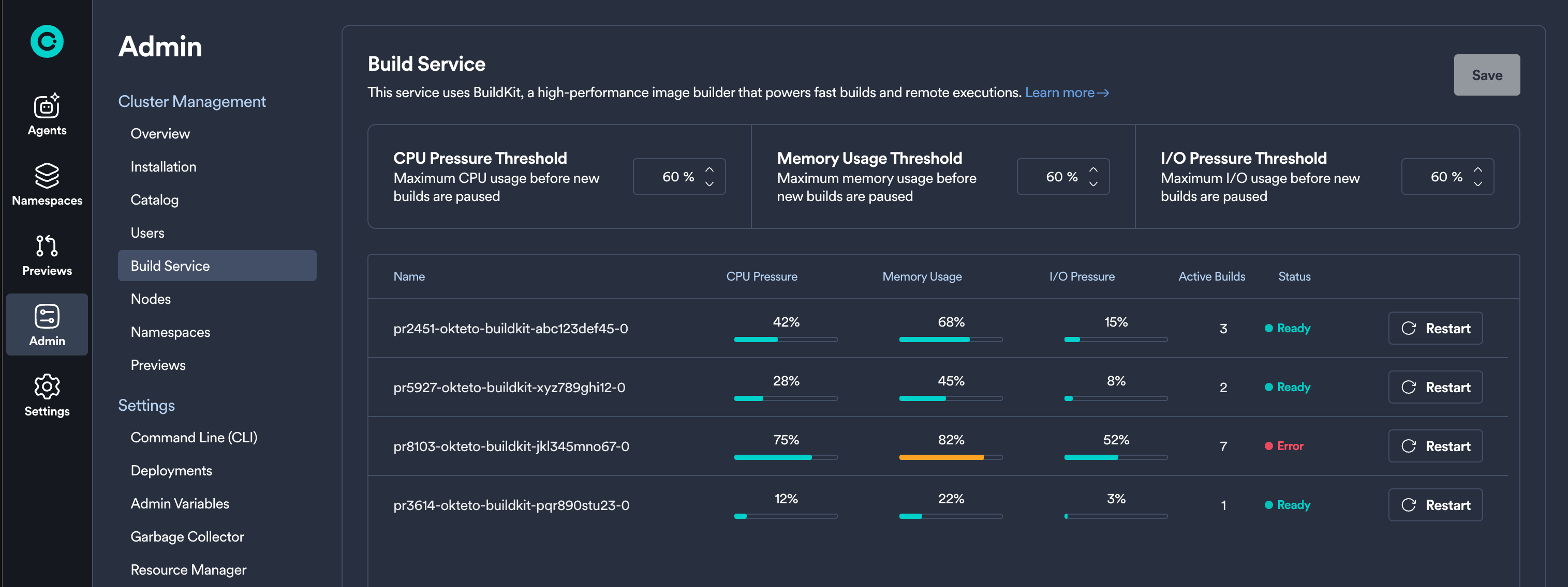 Build Service Dashboard